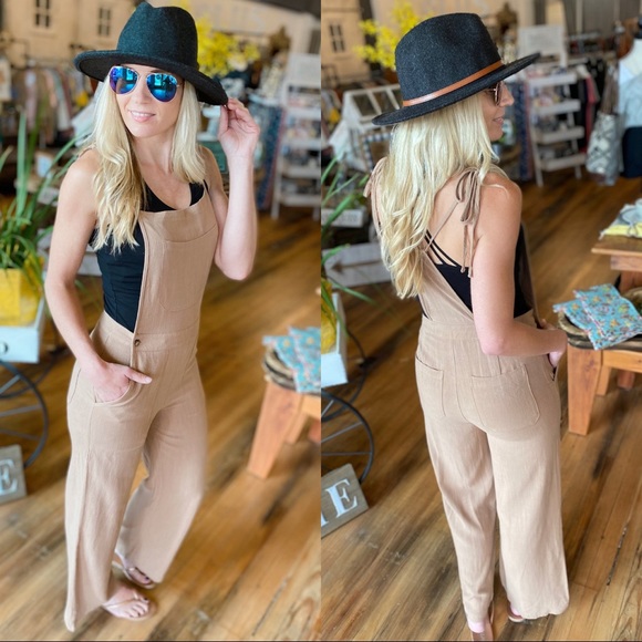 STRAPPY OVERALL JUMPSUIT-MOCHA - Picture 4 of 4